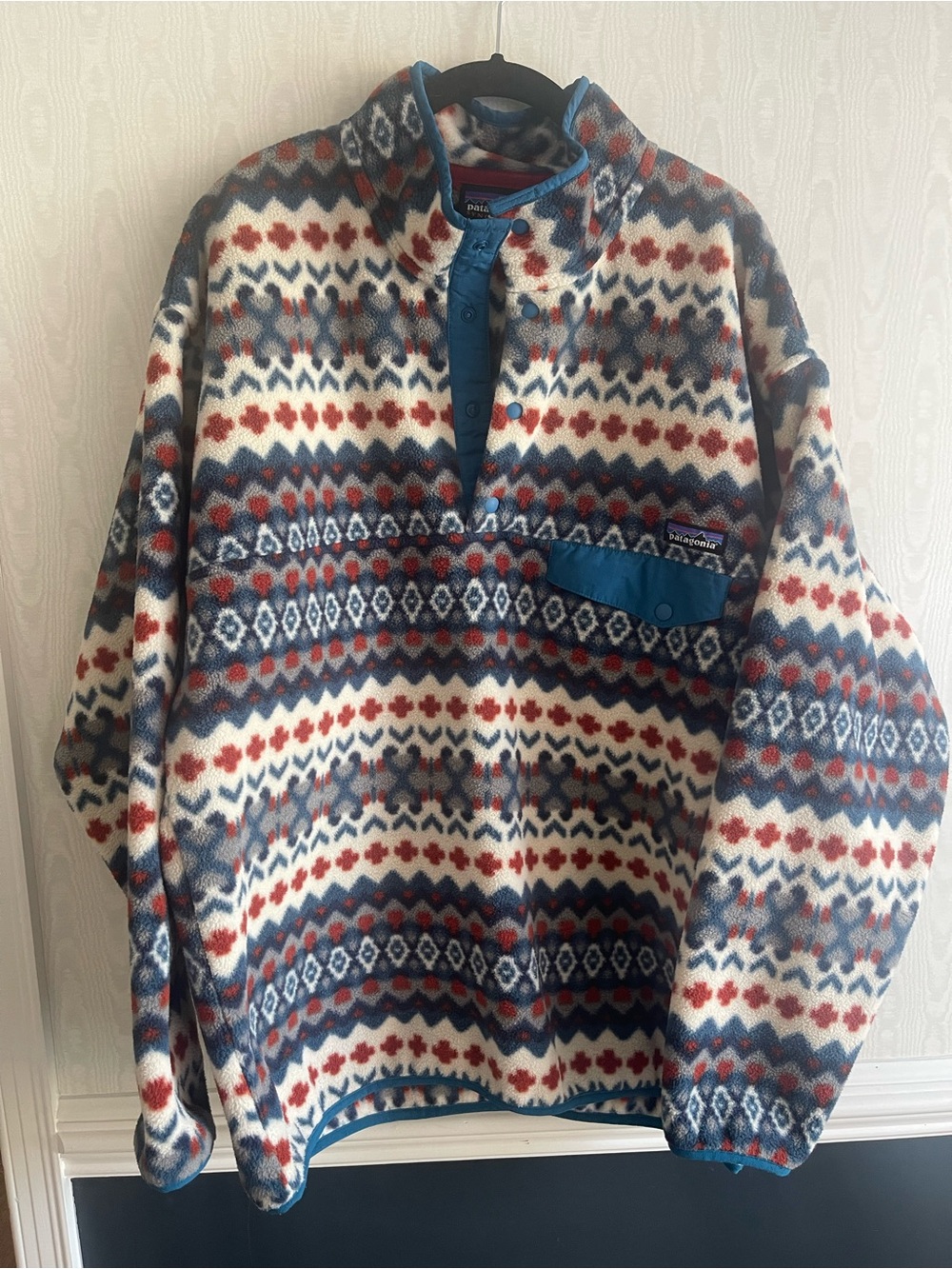 Patagonia Synchilla Mens Aztec Fleece Large Blue